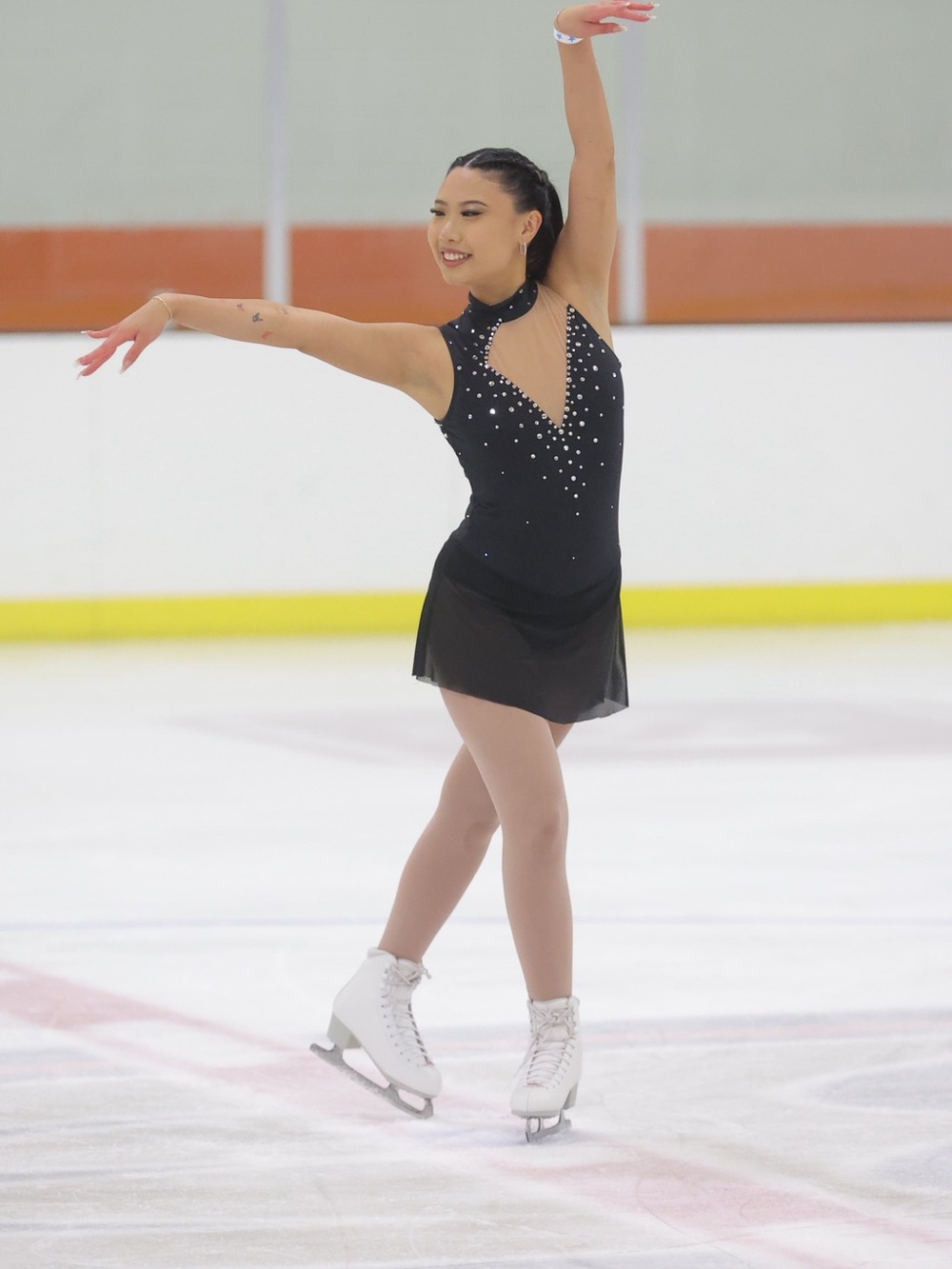 Black figure skating dress worn 2x
